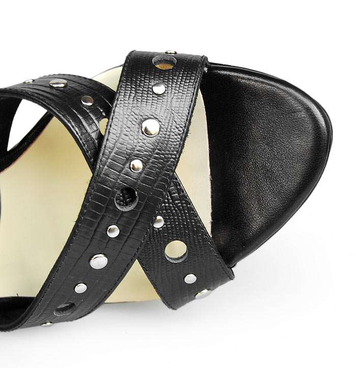 Dior High Lizardstripe Heel Sandal 33206 Black