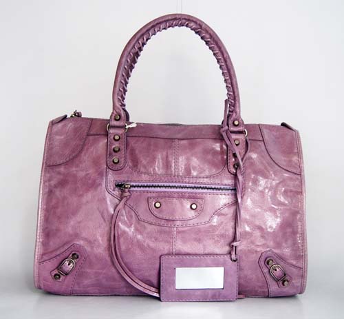 Balenciaga 084324 Pink Purple Le Dix Motorcycle Handbag Large Size