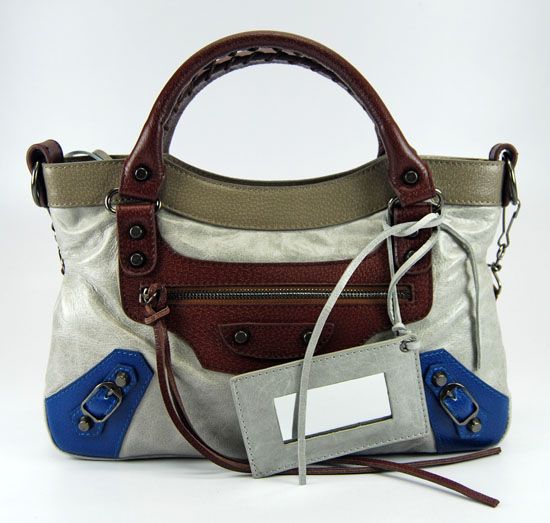 Balenciaga 084331-5 Light gray/Coffee/Gray Arena Tri-Color First Classic Bag