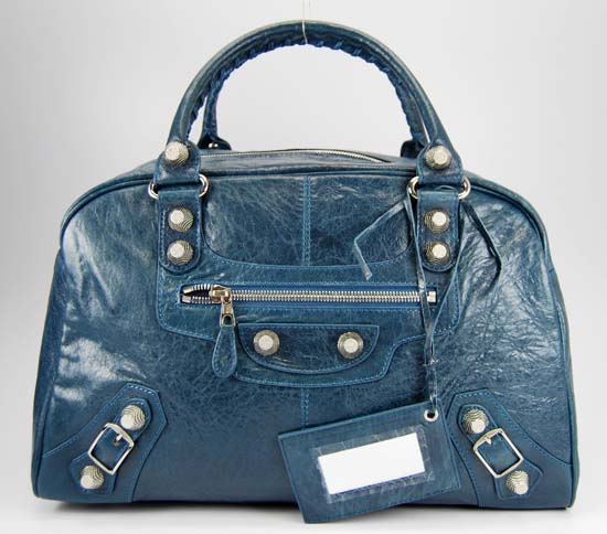 balenciaga 084355A blue lambskin leather handbag with 44CM