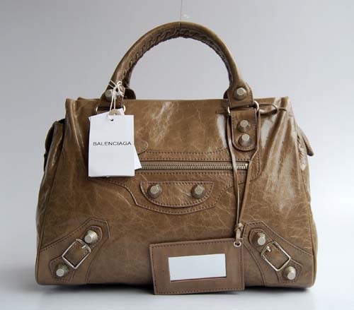 Balenciaga 084358A Silver Gray Giant City Handbag