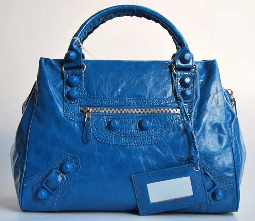 Balenciaga 084358L Blue Giant City Handbag Large