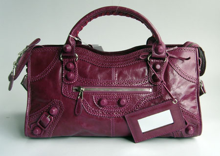 Balenciaga 084828 Purple Motorcycle Lambskin Fashion Handbag