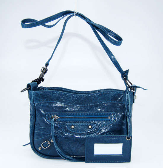 Balenciaga 084980 Blue Lembskin Leather Mini Shoulder Bag