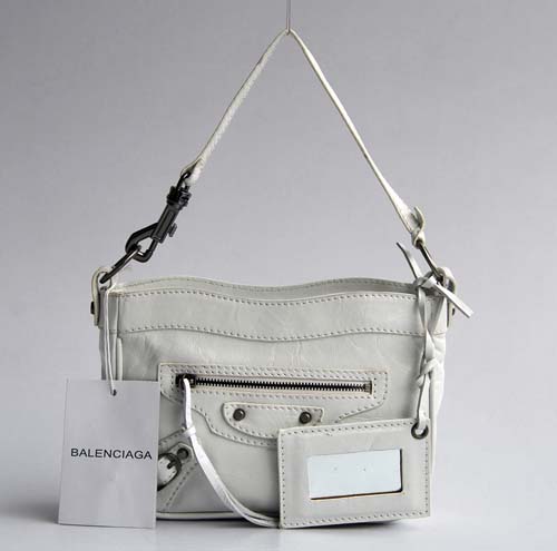 Balenciaga 084980 White Tempest Leather Mini Shoulder Leather Bag