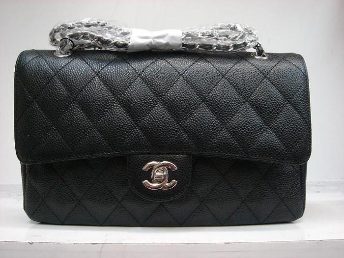 Chanel 1112 Classic 2.55 Replica Handbag Black Cowhide Leather With Silver Hardware