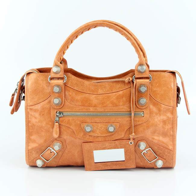 Balenciaga 085332A Gaint Sliver City Handbags-Light Orange