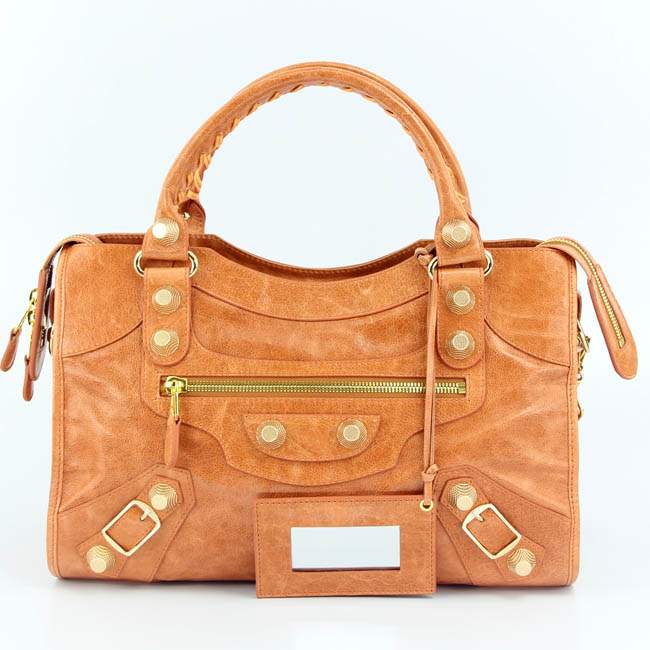 Balenciaga 085332B Gaint Gold City Handbags-Light Orange