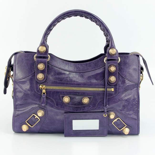 Balenciaga 085332B Gaint Gold City Handbags-Purplish Blue