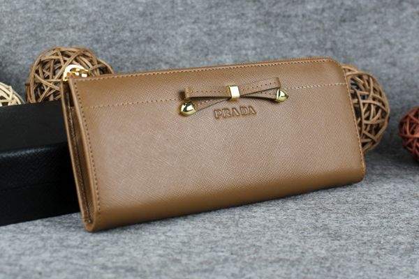 2013 Prada Bowknot Saffiano Leather Wallet 1382 apricot