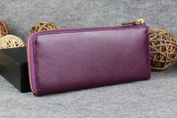 2013 Prada Bowknot Saffiano Leather Wallet 1382 purple