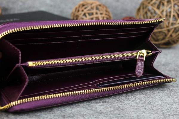 2013 Prada Bowknot Saffiano Leather Wallet 1382 purple
