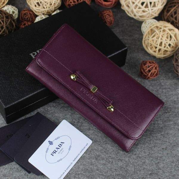 2013 Prada Saffiano Leather Wallet 2383 purple
