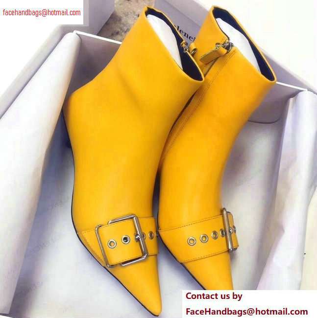 Balenciaga Heel 4.5cm Belt Zipped Booties Yellow 2020