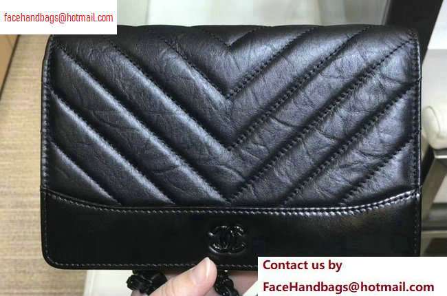 Chanel Aged Calfskin Gabrielle Wallet on Chain WOC Bag A84389 So Black 2020