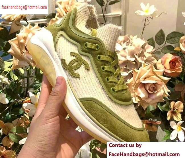 Chanel Fabric Suede Calfskin and TPU Sneakers G35202 Green 2020
