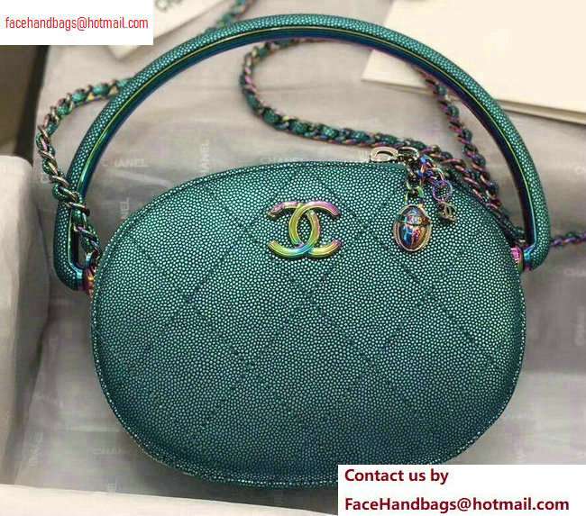Chanel Grained Metallic Lambskin with Rainbow Metal Mini Camera Case Bag AS0764 Green 2020