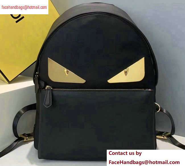 Fendi Bag Bugs Nylon Large Backpack Bag Black/Gold Eyes 2020