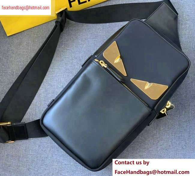 Fendi Bag Bugs Nylon One-shoulder Backpack Belt Bag Black/Gold Eyes 2020