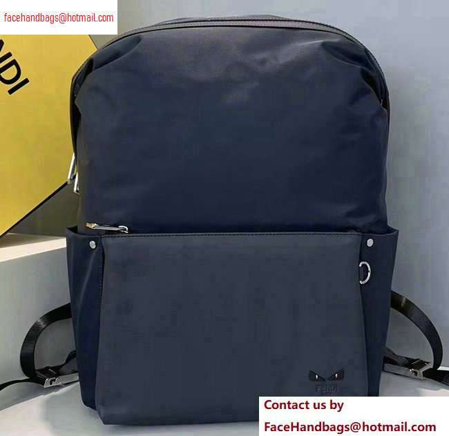 Fendi Bag Bugs Nylon and Leather Backpack Bag Blue 2020