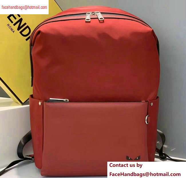 Fendi Bag Bugs Nylon and Leather Backpack Bag Red 2020