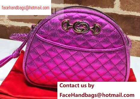 Gucci Laminated Leather Mini Shoulder Bag 534951 Purple 2020