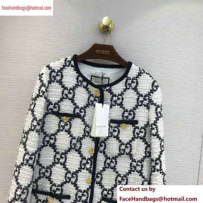 Gucci Oversize GG Sylvie tweed jacket 569926 black/white - Click Image to Close