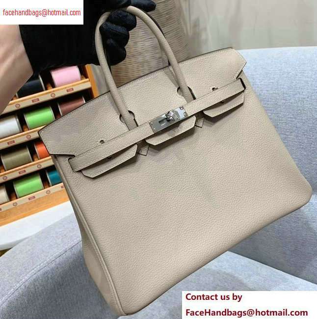Hermes Birkin 25cm Bag in Original Togo Leather Pale Gray