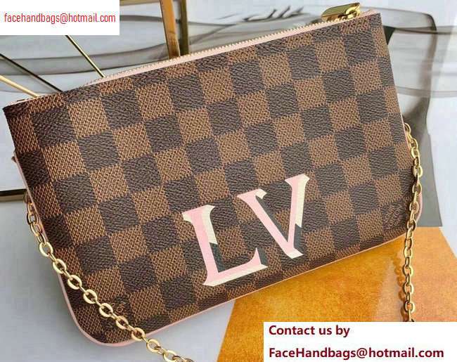 Louis Vuitton Damier Ebene Canvas Pochette Double Zip Bag N60254 2020