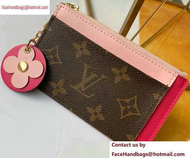 Louis Vuitton Flower Monogram Canvas Zipped Card Holder M67494 Pink 2020