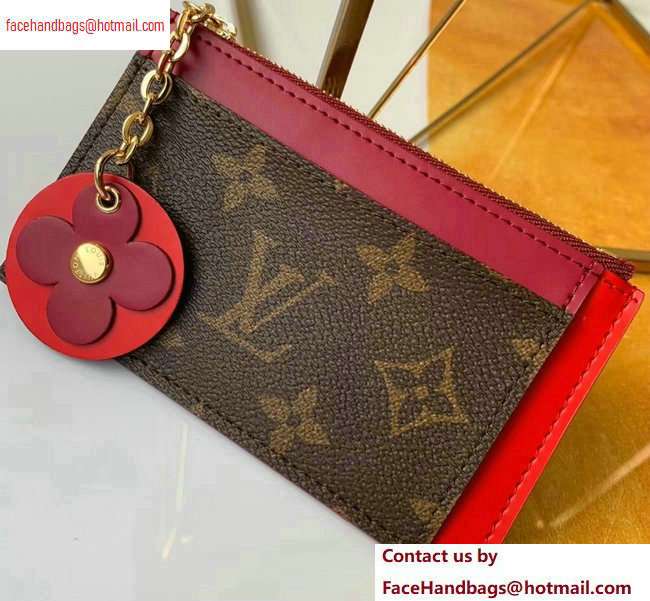 Louis Vuitton Flower Monogram Canvas Zipped Card Holder M67494 Red 2020