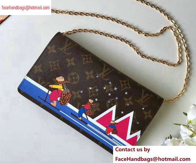 Louis Vuitton Monogram Canvas Chain Pochette Weekend Clutch Bag Bears Print M63857