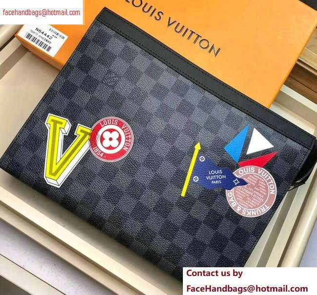 Louis Vuitton Pochette Voyage MM Bag Damier Graphite Canvas League N64442