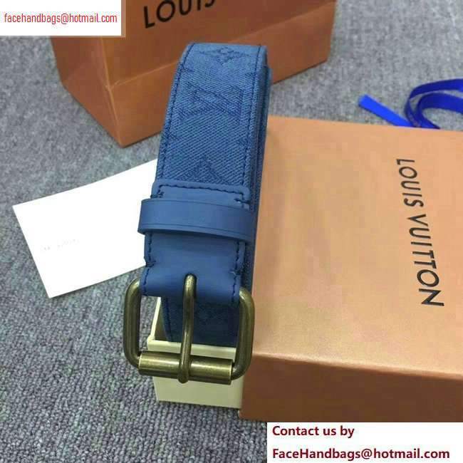 Louis Vuitton Width 3.5cm Monogram Denim Signature Belt Blue 2020 [Louis-Vuitton-Width-3.5cm ...