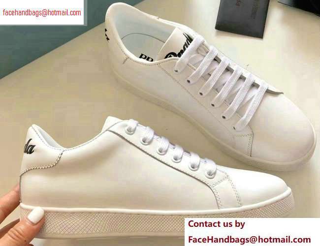 Prada Leather Sneakers White with Black Logo 2020