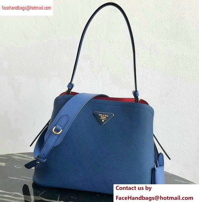 Prada Saffiano Leather Matinee Small Handbag 1BA251 Blue 2020