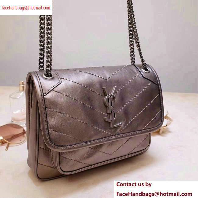 Saint Laurent Niki Baby Bag in Lame-look Leather 533037 Metallic
