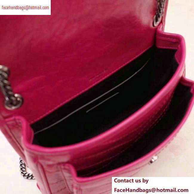 Saint Laurent Niki Baby Bag in Vintage Leather 533037 Fuchsia