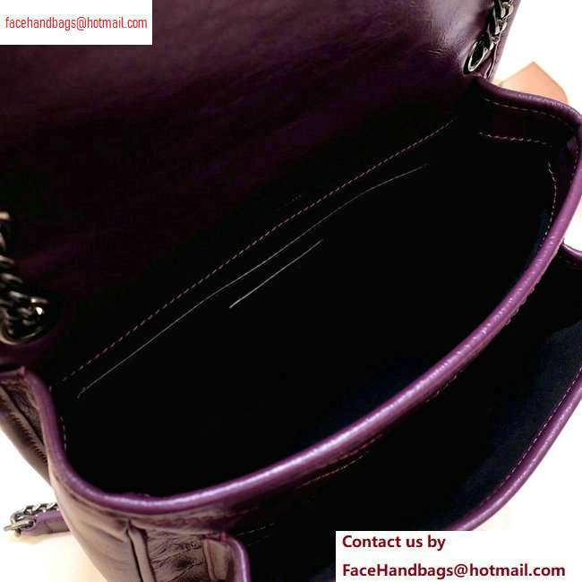 Saint Laurent Niki Baby Bag in Vintage Leather 533037 Purple