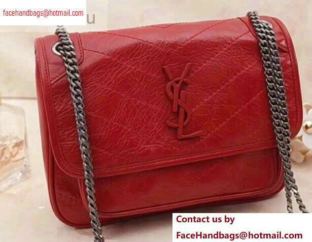 Saint Laurent Niki Baby Bag in Vintage Leather 533037 Red