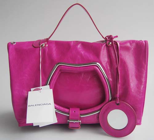 Balenciaga 2948 Rose Red Oil Leather Single Handle Bag