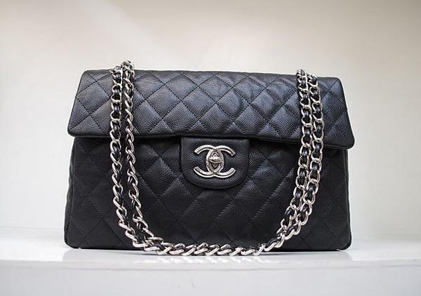 Chanel 35974 Replica Handbag Black Caviar Leather With Silver Hardware