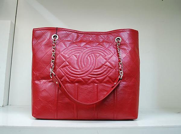 Chanel 35987 Replica Handbag Red Rugosity Leather With Silver Hardware