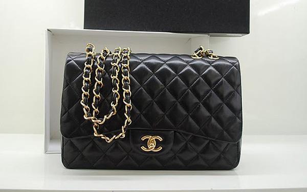 Chanel 36076 Replica Handbag Black Original Lambskin Leather With Gold Hardware