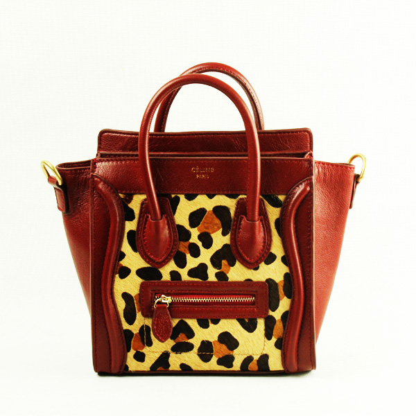 Celine Luggage Bag Nano 20cm - 98168 Coffee Leopard Leather