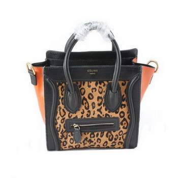 Celine Luggage Bag Nano 20cm - 98168 Black Leopard Leather