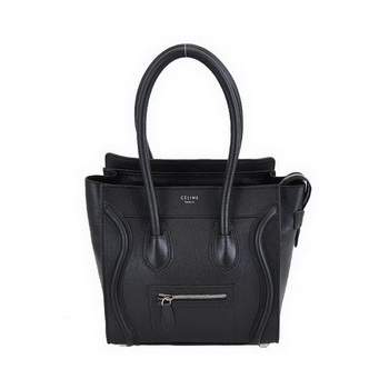 Celine Luggage Mini 26cm Boston Bag - 98167 Black Calf Leather