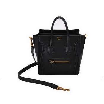 Celine Luggage Bag Nano 20cm - 98168 Black Calf Leather