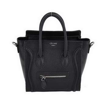 Celine Luggage Bag Nano 20cm - 98168 Black Calf Leather