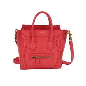 Celine Luggage Bag Nano 20cm - 98168 Light Red Calf Leather